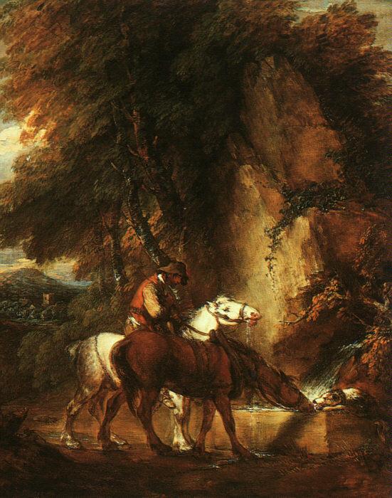 Thomas Gainsborough Wooded Landscape with Mounted Drover oil painting picture